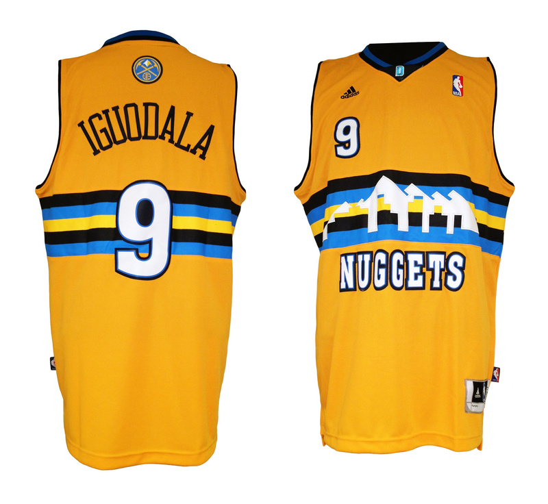 NBA Denver Nuggets 9 Andre Iguodala Revolution 30 Swingman Alternate Yellow Jerseys